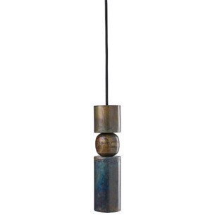 Lampe m/stofledning, antik grønfinish - 24 x ø6 cm.